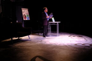 Matt Wetzel (Book Cast) reads from "The Mermaid" in the Greenbelt Arts Center production of The Last Five Years.

Photos by Kris Northrup